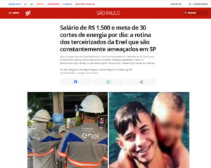 Eletricitários das empreiteiras ganham destaque em site de notícias da Globo